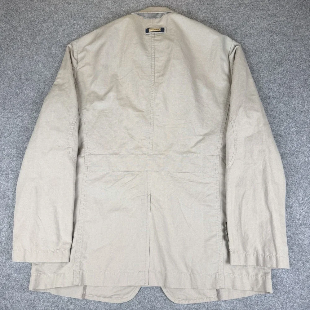 Henry Cottons Men Beige Safari Utility Jacket Blazer Size 100 Large Cotton Coat